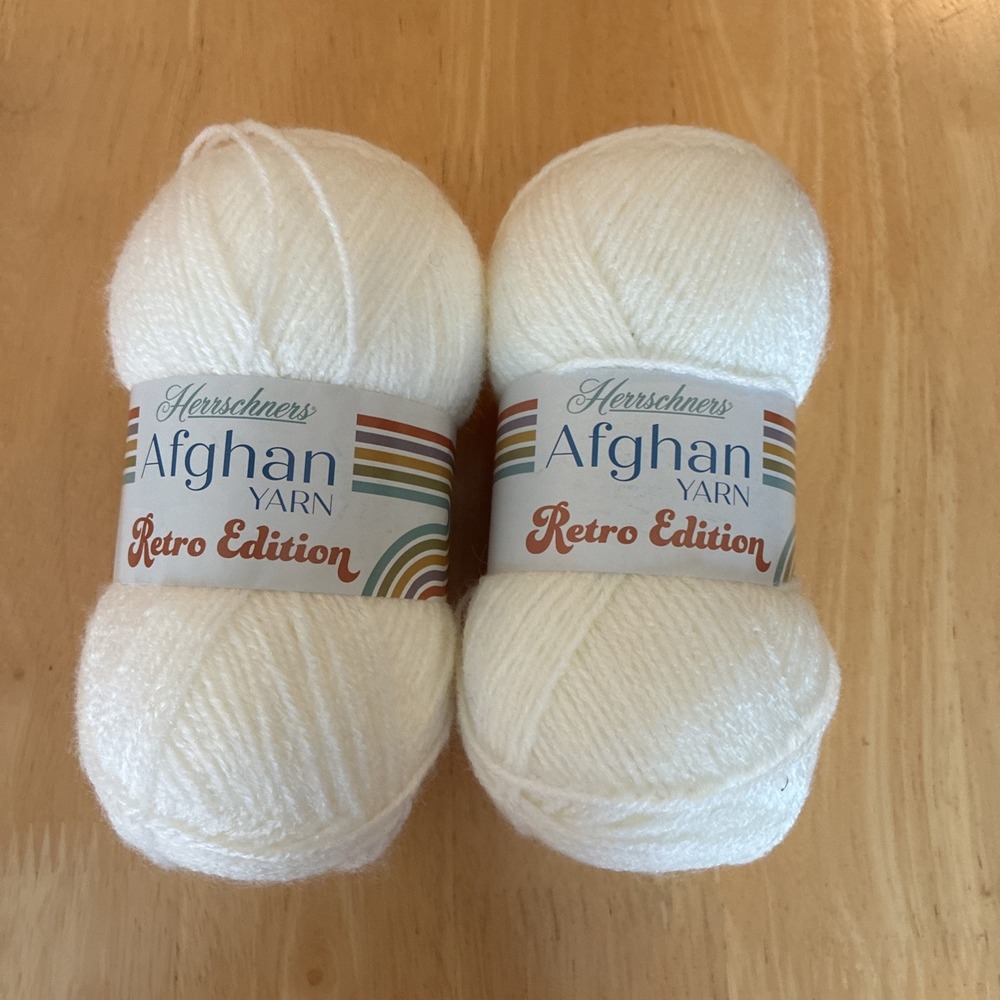 Herrschners Afghan Yarn Retro Edition Buttercream 1001 Lot Of 2 Skeins